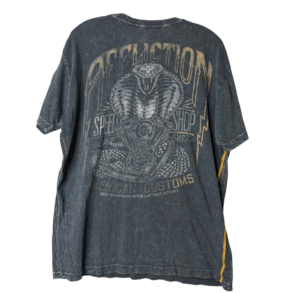 Affliction Cobra Tee Mens XL Grey Burnout Vintage Style Biker American Customs